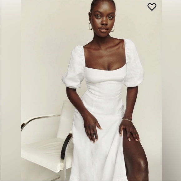 Reformation Belgium Linen Dress in White - Picture 7 of 14